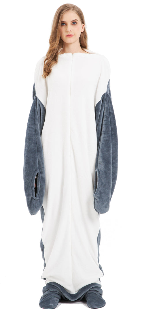 OLIVIA ROCCO Oversized Shark Wearable Blanket Hoodie Fleece With Sleeves Ultra Soft