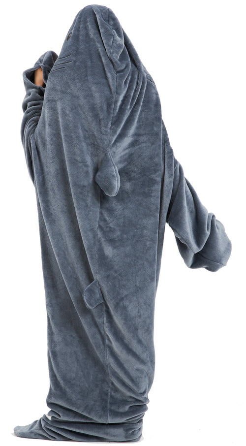 OLIVIA ROCCO Oversized Shark Wearable Blanket Hoodie Fleece With Sleeves Ultra Soft