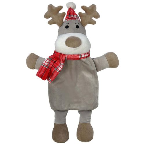 OLIVIA ROCCO Hot Water Bottle With Festive Reindeer Cover 1L Natural Rubber UK Safety