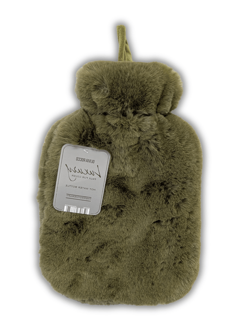 OLIVIA ROCCO Faux Fur Covered 2 Litre Luxury Hot Water Bottle Thermotherapy Natural Hotel-Quality Everyday Comfort
