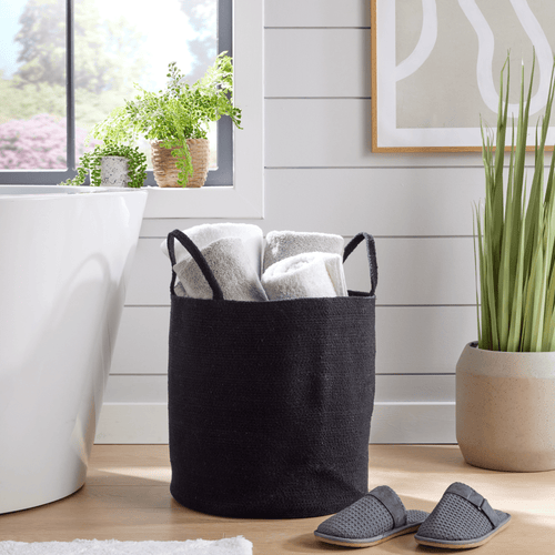OLIVIA ROCCO Large Woven Cotton Laundry Basket With Handles Durable Rope Storage Bin