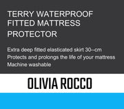 OLIVIA ROCCO Waterproof Terry Towel Mattress Protector With Deep Skirt Highly Absorbent