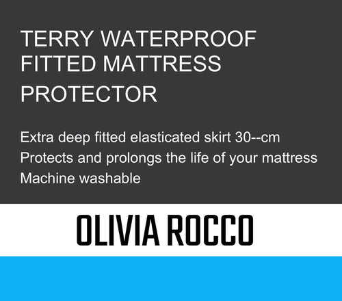 OLIVIA ROCCO Waterproof Terry Towel Mattress Protector With Deep Skirt Highly Absorbent