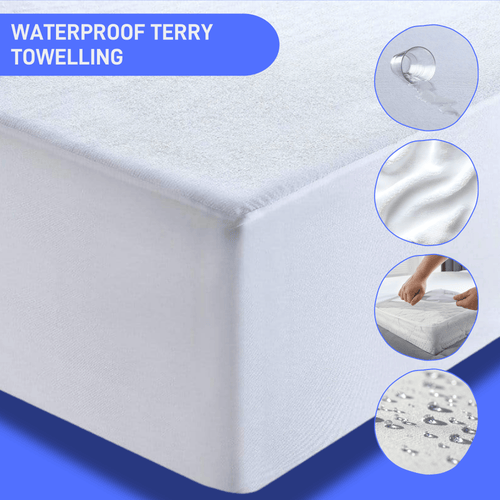 OLIVIA ROCCO Waterproof Terry Towel Mattress Protector With Deep Skirt Highly Absorbent