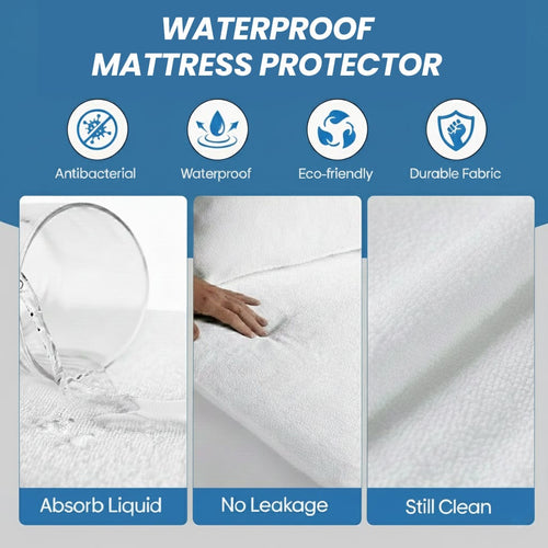 OLIVIA ROCCO Waterproof Terry Towel Mattress Protector With Deep Skirt Highly Absorbent