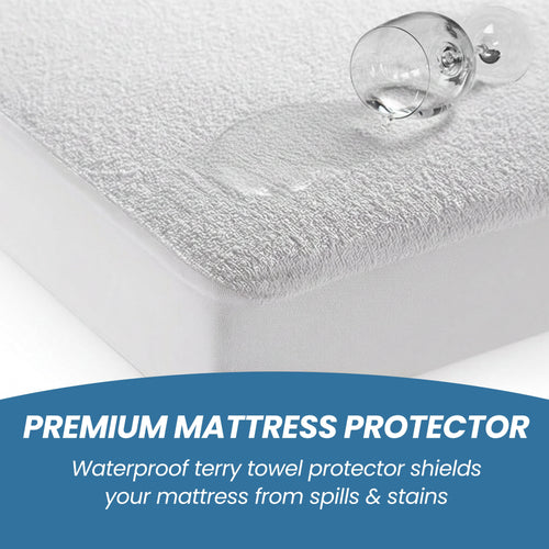 OLIVIA ROCCO Waterproof Terry Towel Mattress Protector With Deep Skirt Highly Absorbent