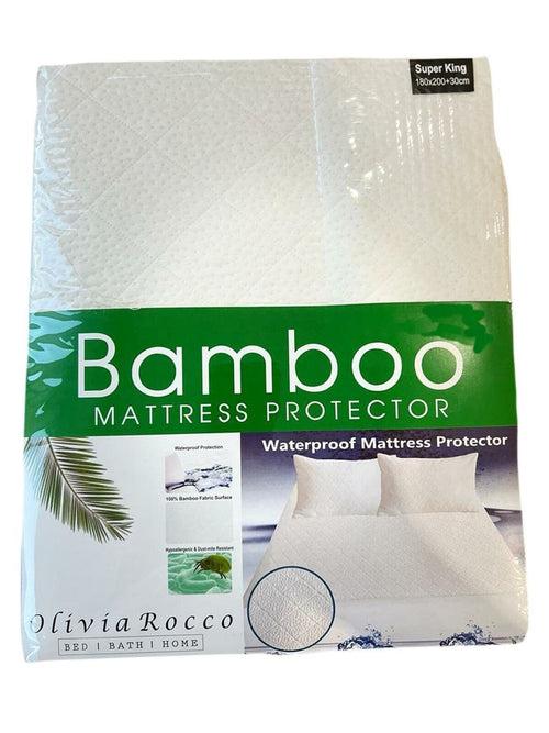 OLIVIA ROCCO Bamboo Quilted Waterproof Mattress Protector with Extra Deep Pocket Elastic