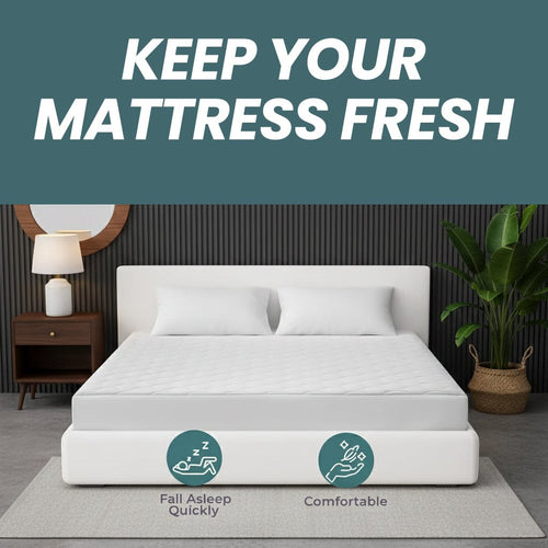 OLIVIA ROCCO Egyptian Cotton Quilted Waterproof Mattress Protector Extra Deep Deep Fitted Easy-Care Protection