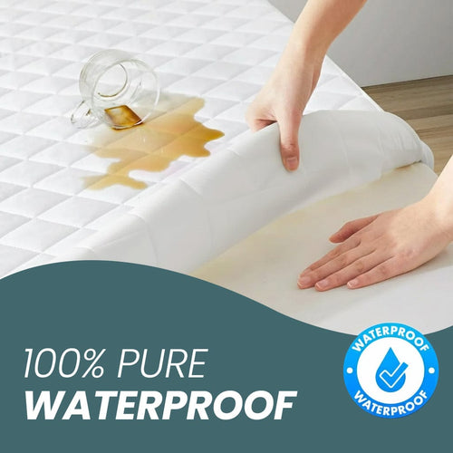 OLIVIA ROCCO Egyptian Cotton Quilted Waterproof Mattress Protector Extra Deep Deep Fitted Easy-Care Protection