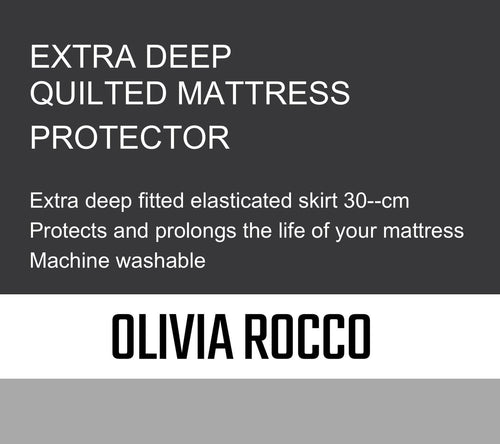 OLIVIA ROCCO Quilted Extra Deep Mattress Protector Microfibre Top Waterproof Reverse