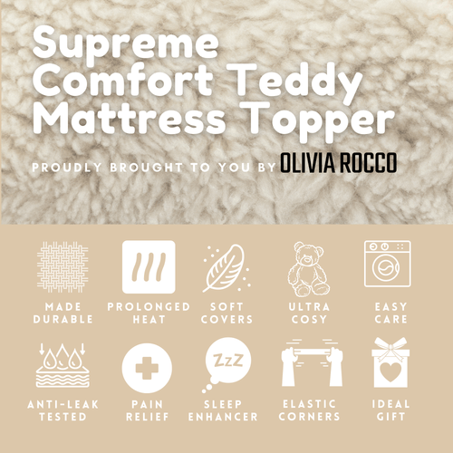 OLIVIA ROCCO Mattress Topper Supreme Comfort Extra Deep Dual Sided Fluffy Teddy OEKO-TEX
