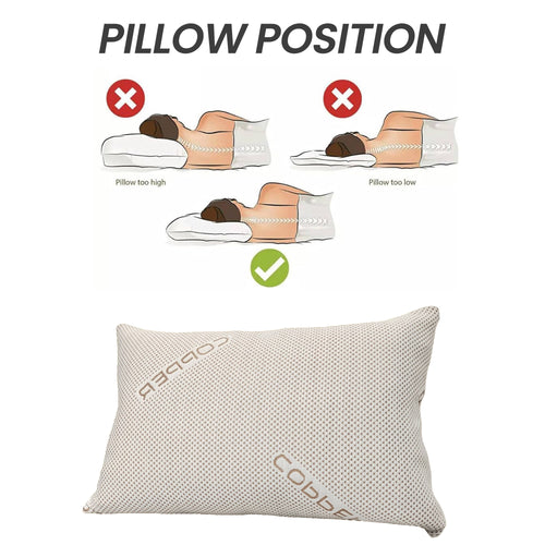 OLIVIA ROCCO Copper Infused Memory Foam Pillow For Skin Health Hypoallergenic Super Soft Hotel-Style Comfort
