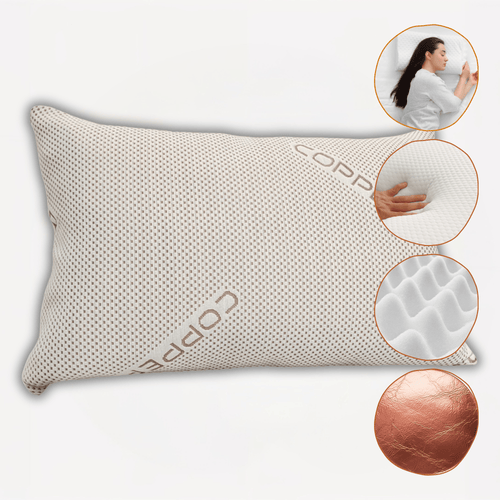 OLIVIA ROCCO Copper Infused Memory Foam Pillow For Skin Health Hypoallergenic Super Soft Hotel-Style Comfort
