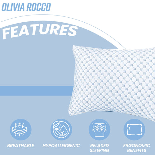 OLIVIA ROCCO Ice Cool Hypoallergenic Cooling Memory Foam Pillow for Cold Night Comfort