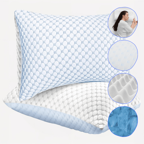 OLIVIA ROCCO Ice Cool Hypoallergenic Cooling Memory Foam Pillow for Cold Night Comfort