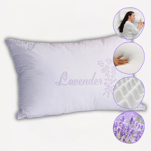 OLIVIA ROCCO Lavender Infused Microfibre Hotel Pillow Medium Support Hypoallergenic Side