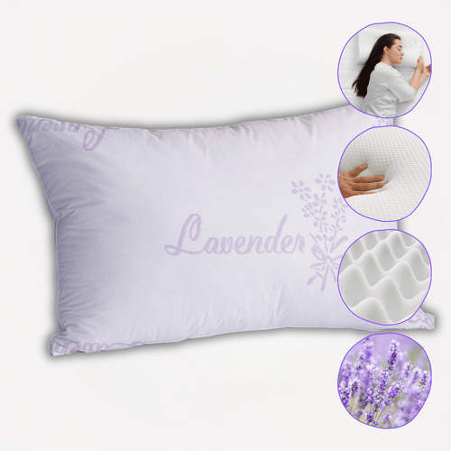 OLIVIA ROCCO Lavender Infused Microfibre Hotel Pillow Medium Support Hypoallergenic Side