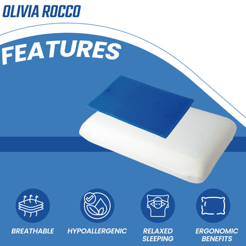 OLIVIA ROCCO Cooling Gel Memory Foam Pillow With Breathable Cover Orthopaedic Support