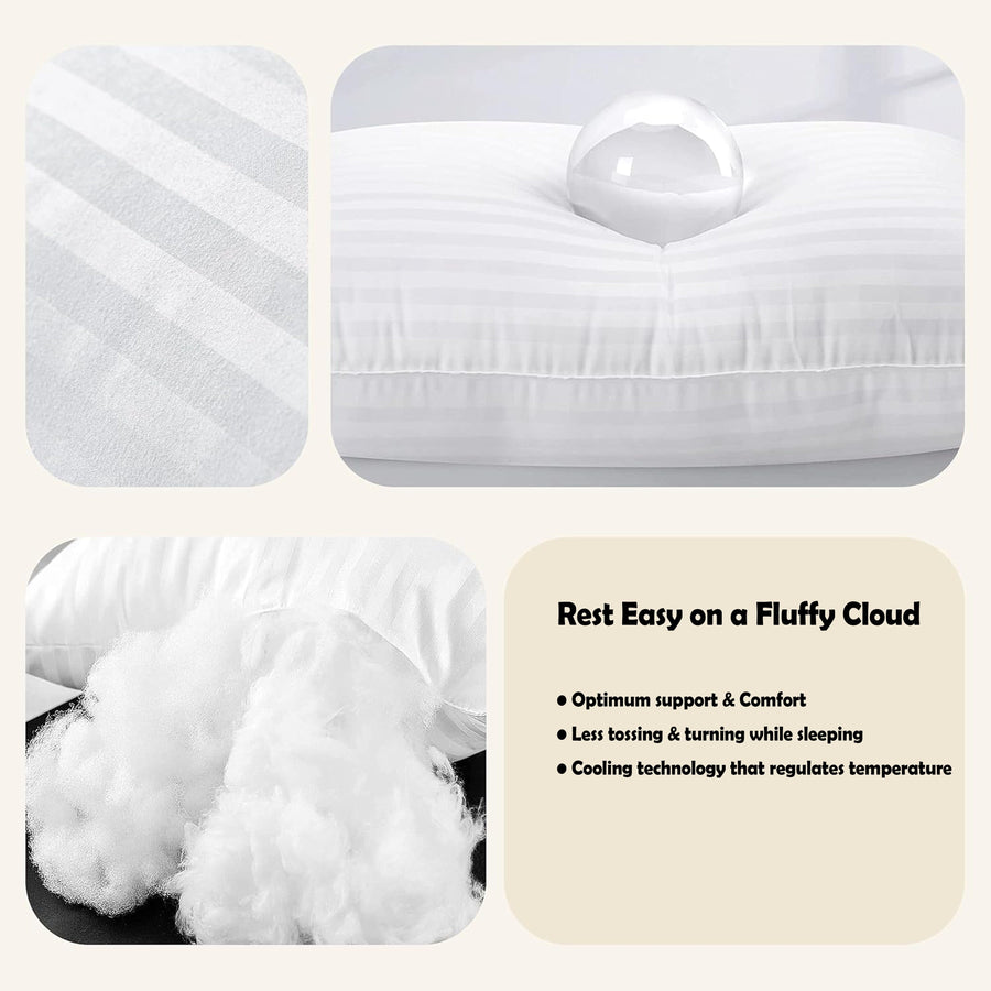 OLIVIA ROCCO 2 Pack Luxury Hotel Pillows Hypoallergenic Hollowfibre Soft Medium Support