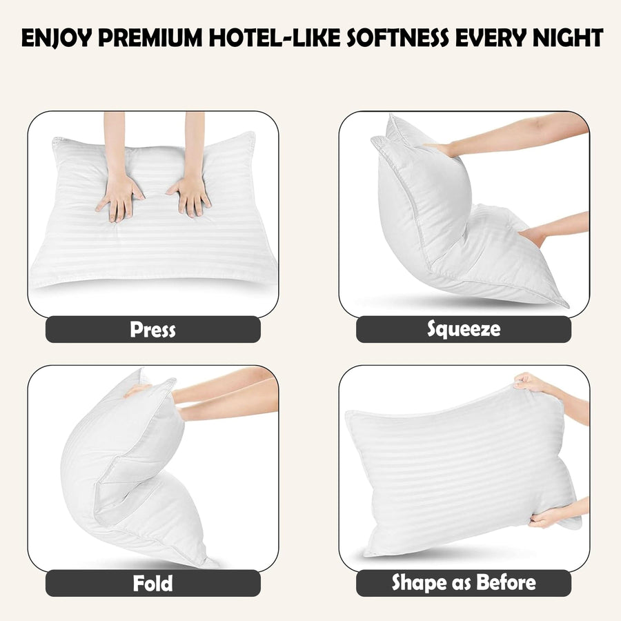 OLIVIA ROCCO 2 Pack Luxury Hotel Pillows Hypoallergenic Hollowfibre Soft Medium Support