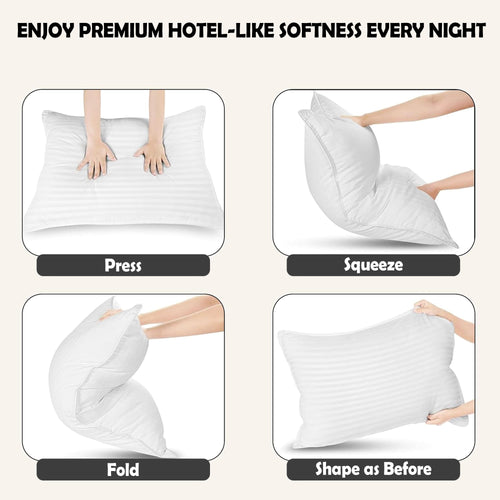 OLIVIA ROCCO 2 Pack Luxury Hotel Pillows Hypoallergenic Hollowfibre Soft Medium Support