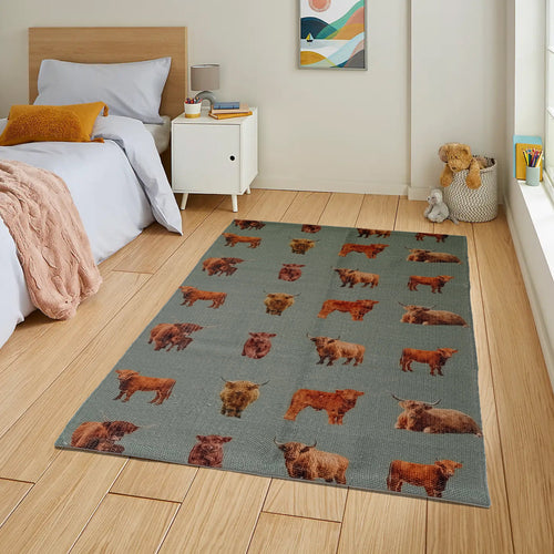 OLIVIA ROCCO Highland Cow Animal Print Non Slip Soft Durable Rug For Living Room Bedroom