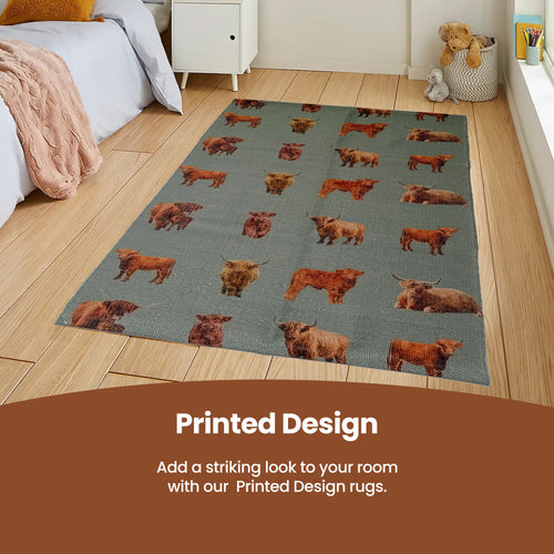 OLIVIA ROCCO Highland Cow Animal Print Non Slip Soft Durable Rug For Living Room Bedroom