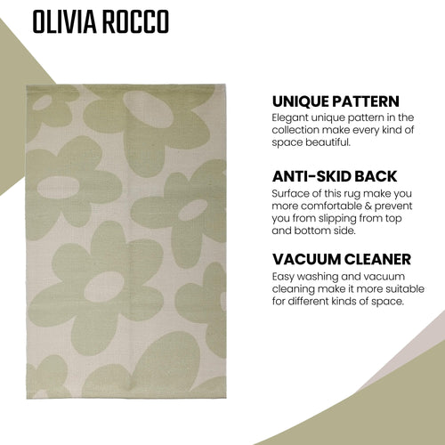 OLIVIA ROCCO Printed Rug Jardin Design Modern Non Slip Soft Durable Floor Rug For Living