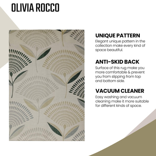 OLIVIA ROCCO Printed Rug Linnea Design Non Slip Soft Durable Floor Rug For Living Room