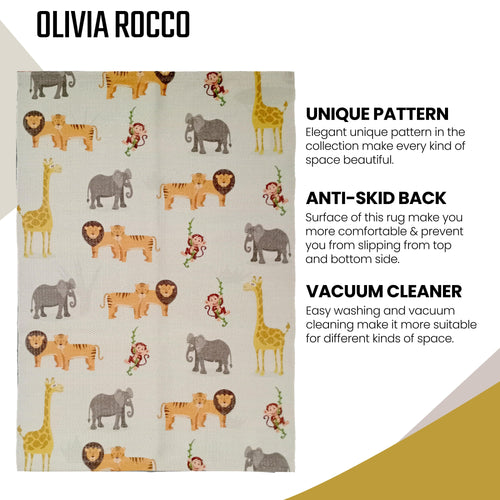 OLIVIA ROCCO Animal Print Rug Safari Non Slip Soft Durable Floor Rug for Living Room