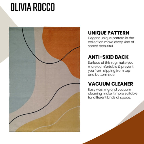 OLIVIA ROCCO Printed Rug Venus Design Modern Non Slip Soft Durable Floor Rug For Living