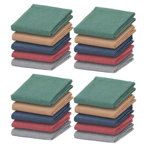 OLIVIA ROCCO 20 Pack Tea Towel Set Waffle Weave 100% Cotton Absorbent Durable Kitchen