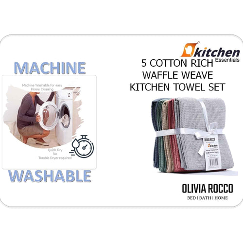 OLIVIA ROCCO 20 Pack Tea Towel Set Waffle Weave 100% Cotton Absorbent Durable Kitchen
