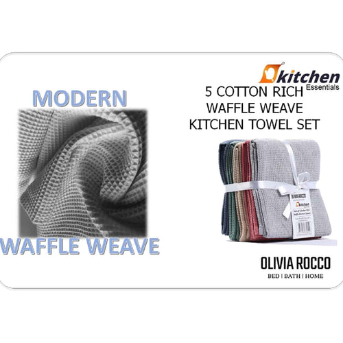 OLIVIA ROCCO 20 Pack Tea Towel Set Waffle Weave 100% Cotton Absorbent Durable Kitchen