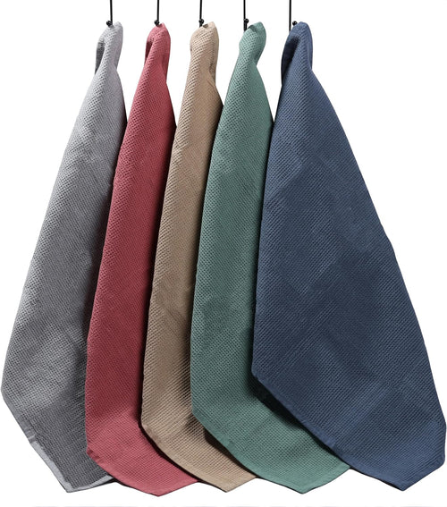 OLIVIA ROCCO 5 Pack Ultra Absorbent Waffle Kitchen Tea Towels Soft Cotton Assorted