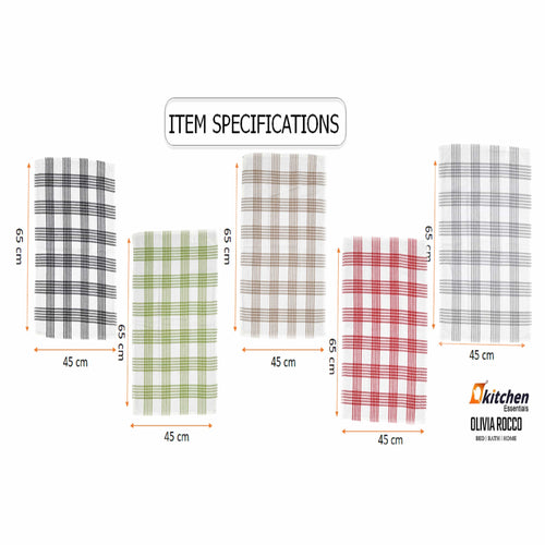 OLIVIA ROCCO Pack of 5 Houndstooth Cotton Tea Towels 45cm X 65cm Super Absorbent Quick