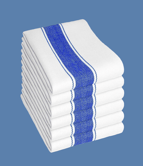 OLIVIA ROCCO Herringbone Tea Towels 100% Cotton Pack Of 6 50 By 75 Cm High Absorbency