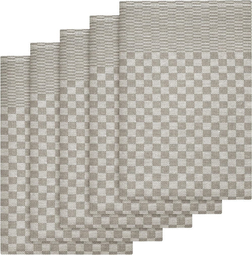 OLIVIA ROCCO Pack Of 5 Large 100% Cotton Tea Towels Quick Dry Check Pattern Dish Cloths