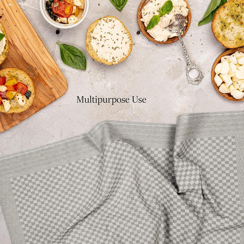 OLIVIA ROCCO Pack Of 5 Large 100% Cotton Tea Towels Quick Dry Check Pattern Dish Cloths