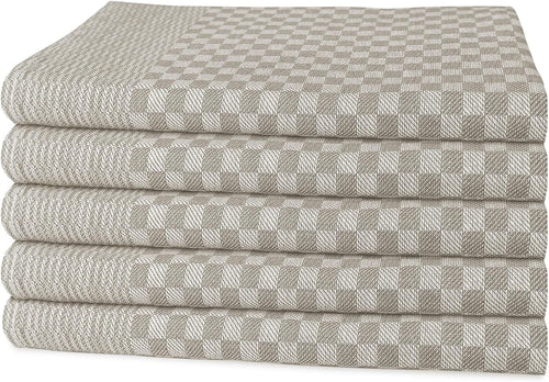 OLIVIA ROCCO Pack Of 5 Large 100% Cotton Tea Towels Quick Dry Check Pattern Dish Cloths