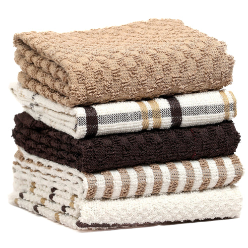 OLIVIA ROCCO 5 Pack Cotton Terry Kitchen Towels 45x65cm Super Absorbent Quick Drying