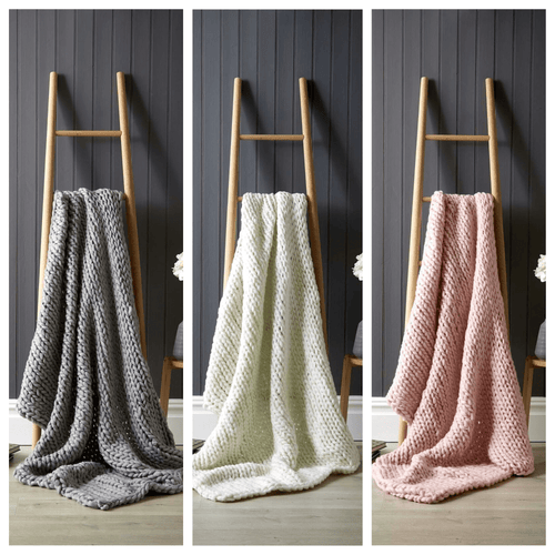 OLIVIA ROCCO Handmade Chunky Cable Knit Throw Oversized Super Soft Fleece Blanket Decor