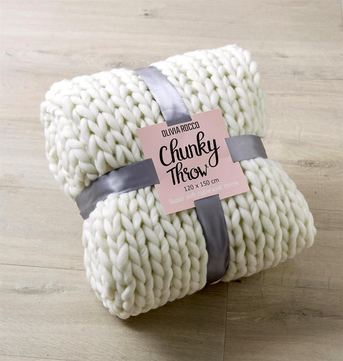OLIVIA ROCCO Handmade Chunky Cable Knit Throw Oversized Super Soft Fleece Blanket Decor
