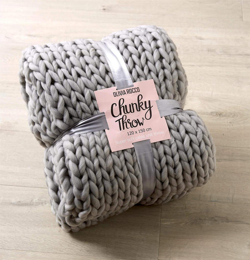 OLIVIA ROCCO Handmade Chunky Cable Knit Throw Oversized Super Soft Fleece Blanket Decor