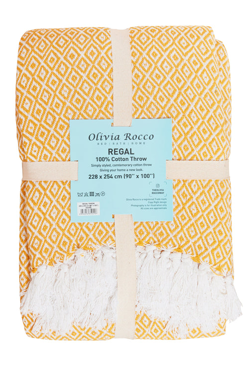 OLIVIA ROCCO Regal Handwoven Pure Cotton Throw Blanket Diamond Geometric Pattern