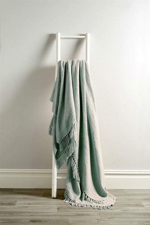 OLIVIA ROCCO Lisbon Pure Indian Cotton Handwoven Honeycomb Throw Blanket Lightweight