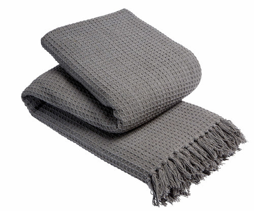 OLIVIA ROCCO Lisbon Pure Indian Cotton Handwoven Honeycomb Throw Blanket Lightweight