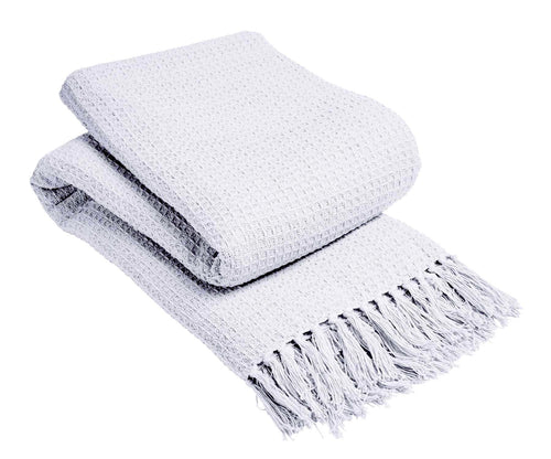 OLIVIA ROCCO Lisbon Pure Indian Cotton Handwoven Honeycomb Throw Blanket Lightweight