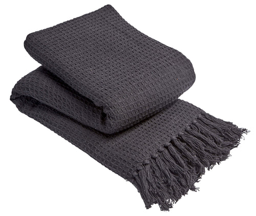 OLIVIA ROCCO Lisbon Pure Indian Cotton Handwoven Honeycomb Throw Blanket Lightweight