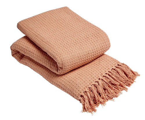 OLIVIA ROCCO Lisbon Pure Indian Cotton Handwoven Honeycomb Throw Blanket Lightweight